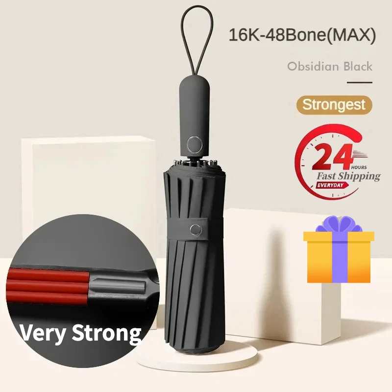 Parasol Umbrella Large - Windproof Strong Fully Automatic Men Umbrella,