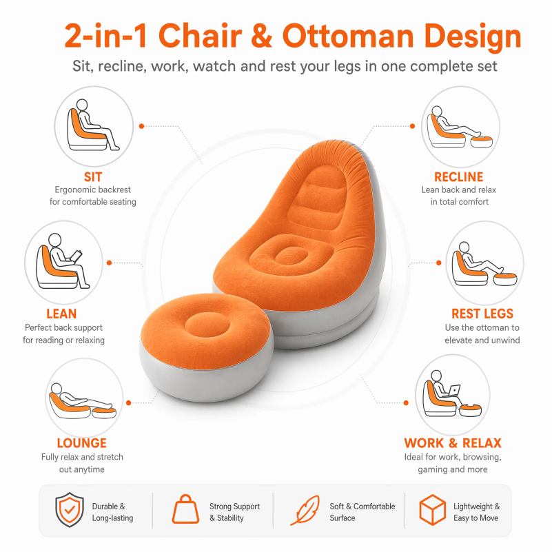 Flocking Inflatable Lazy Sofa  - Outdoor Furniture Design 评论和价格