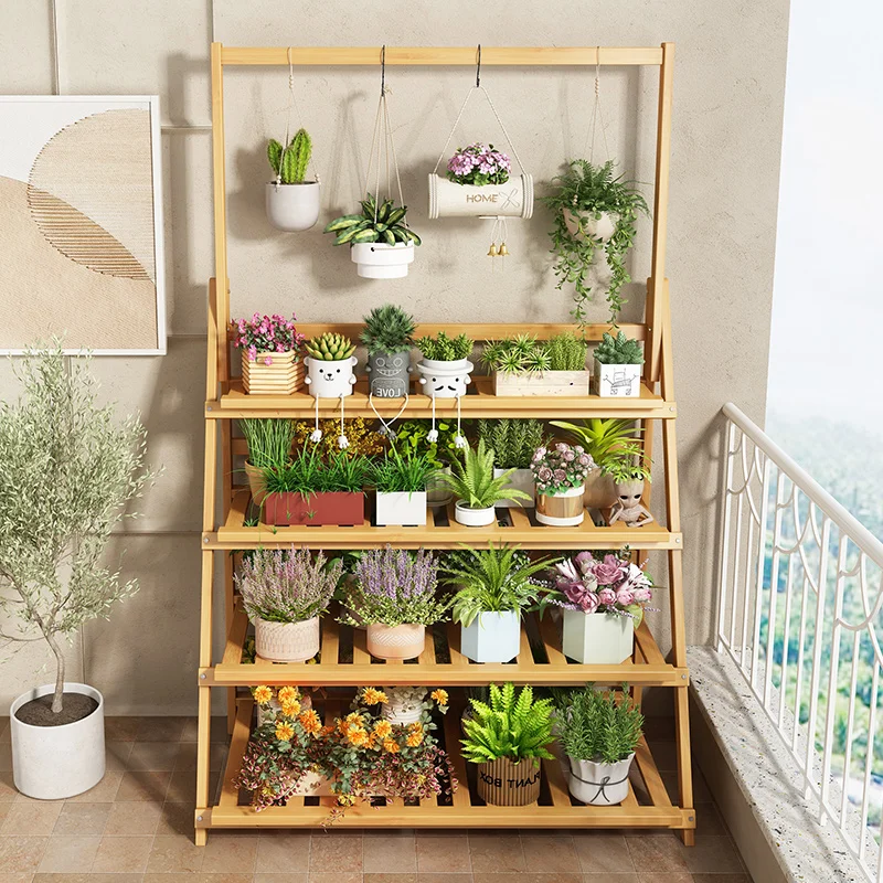 Solid Wood Flower Shelf Plant  - Outdoor Furniture Design 评论和价格