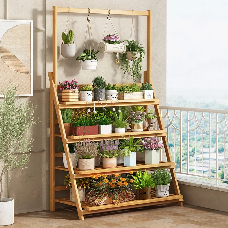 Solid Wood Flower Shelf Plant  - Outdoor Furniture Design 评论和价格