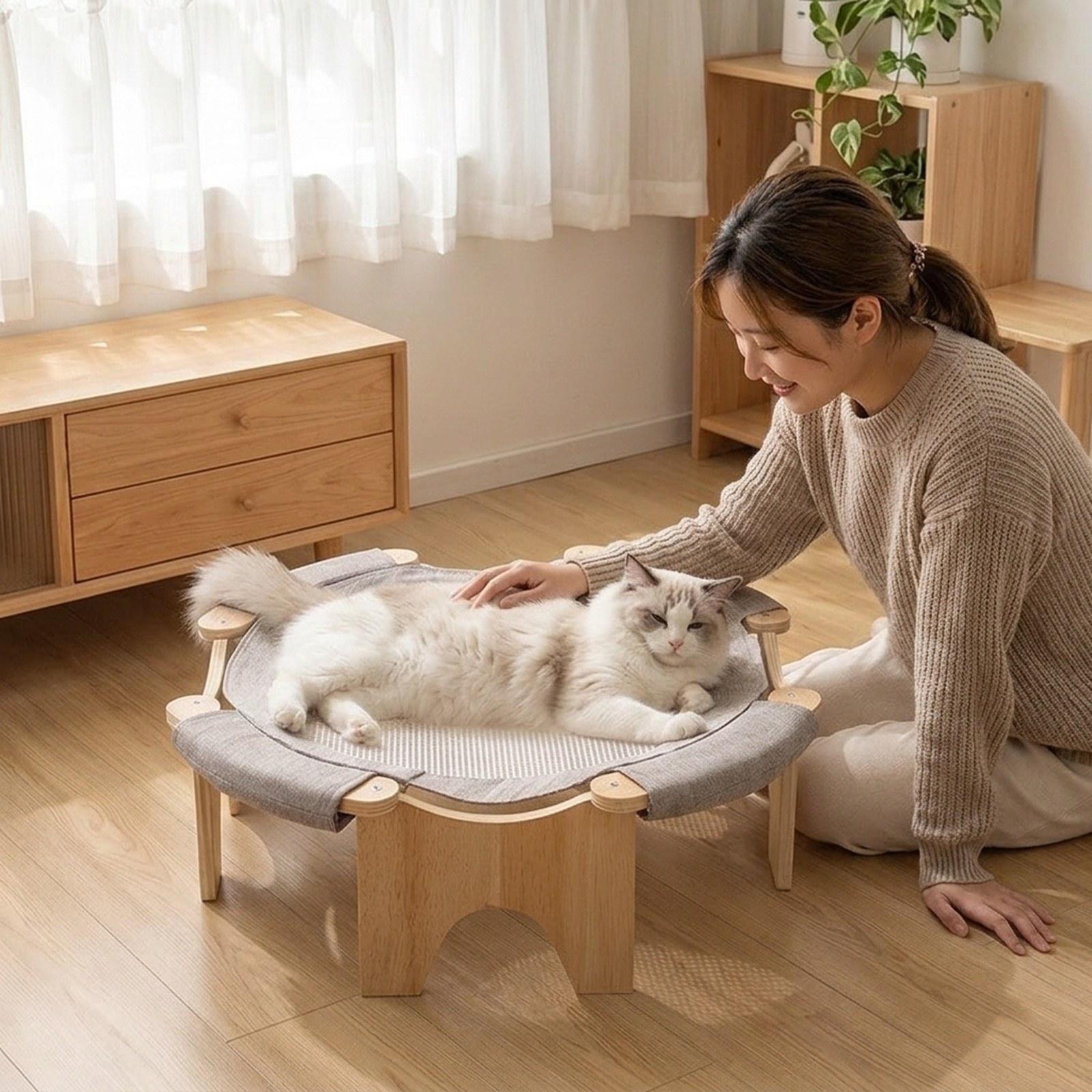 Elevated Pet Bed Wooden Cat Ha - Outdoor Furniture Durable 评论和价格