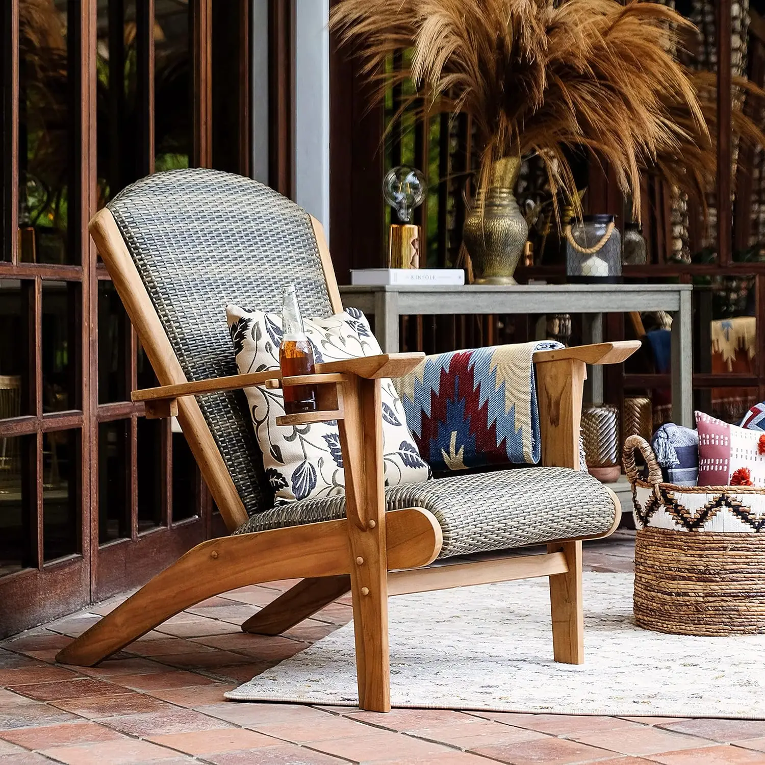 Auburn Padded Upholstered Outd - Adirondack Chair Wood 评论和价格