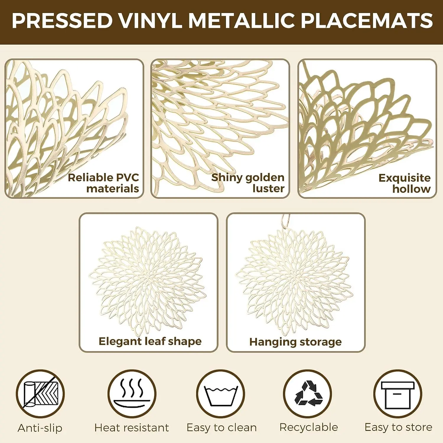 Set of 4 Metallic Placemats Se - Outdoor Furniture Design 评论和价格