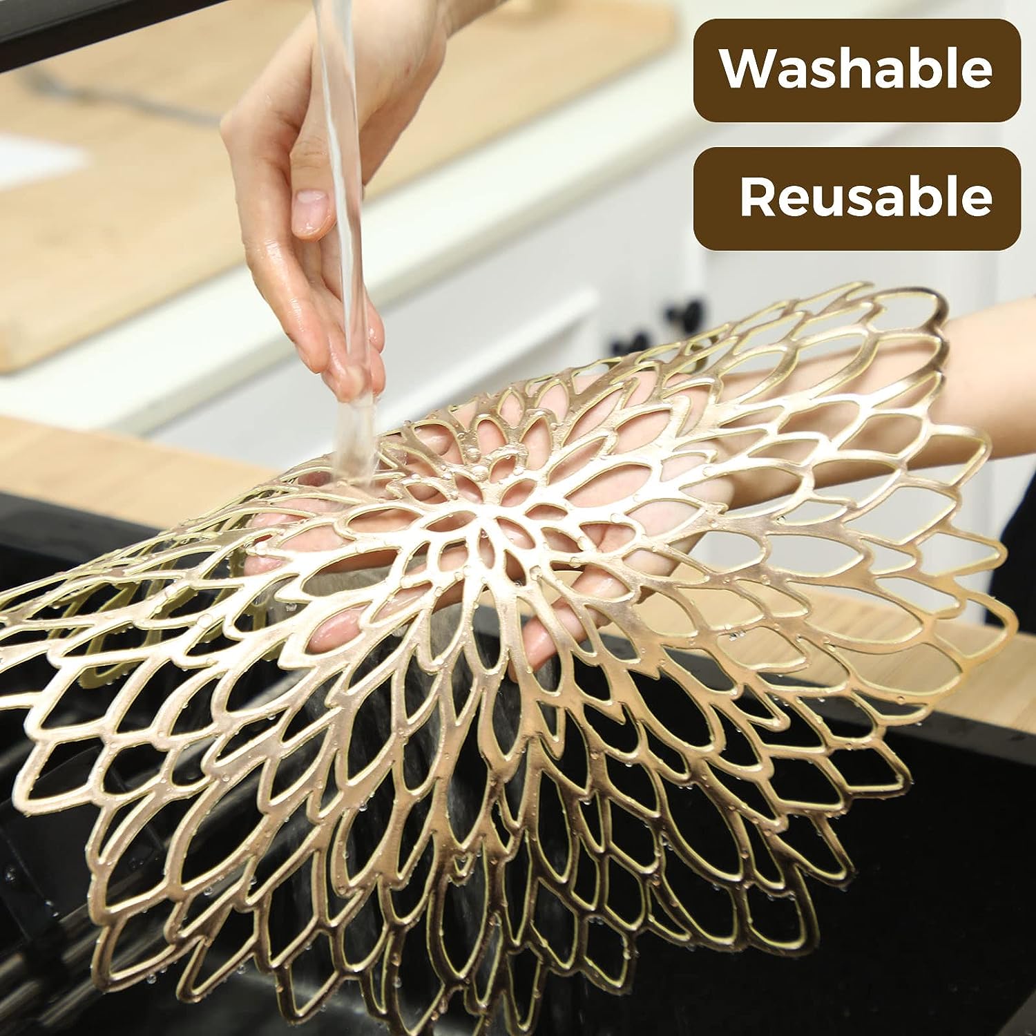 Set of 4 Metallic Placemats Se - Outdoor Furniture Design 评论和价格
