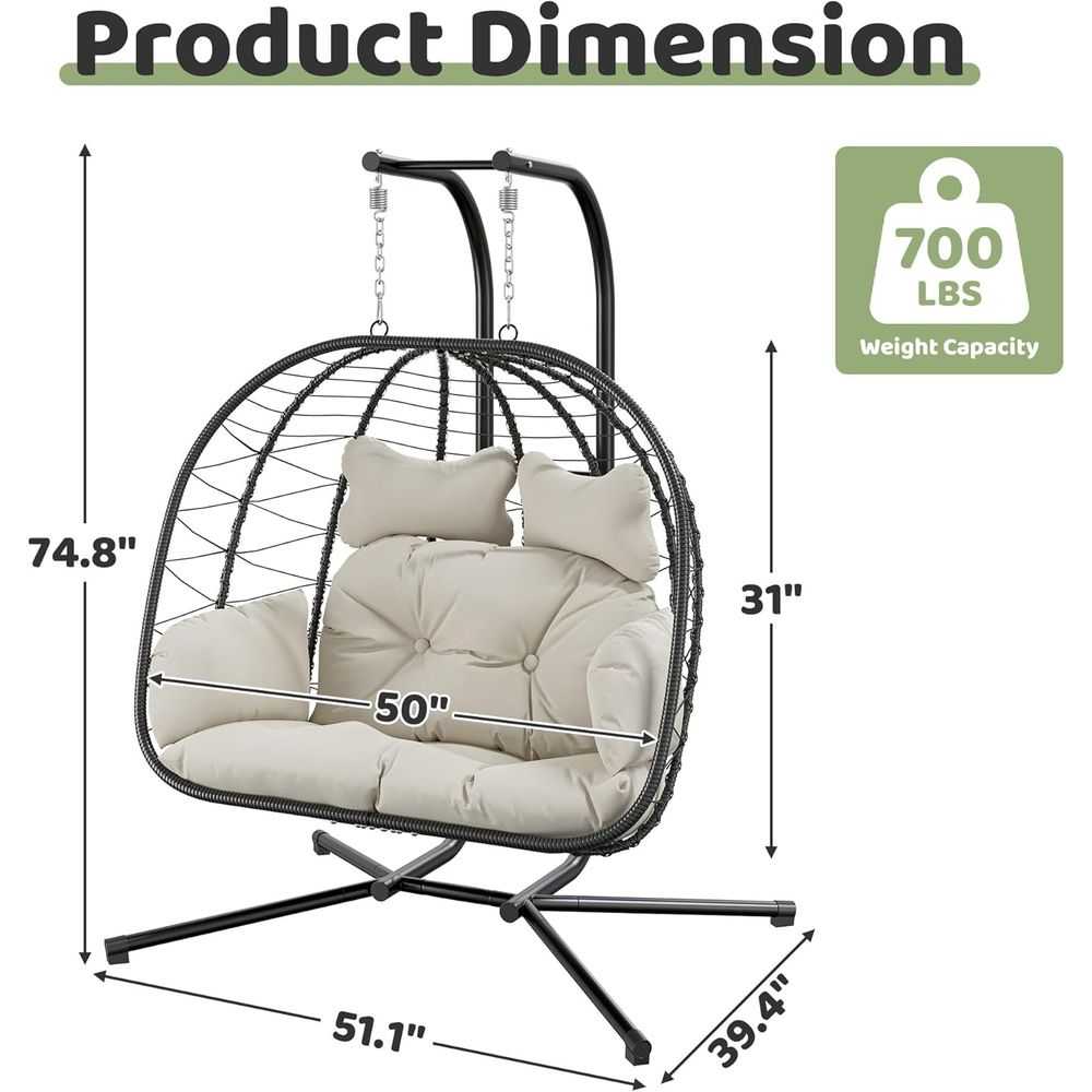 Double Hanging Egg Chair with  - Hanging Egg Chair 评论和价格
